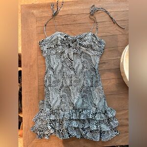 Cinq à Sept Blue and Black Patterned Dress